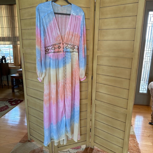 Free People Summer of Love Kimono maxi dress xs - Picture 5 of 14